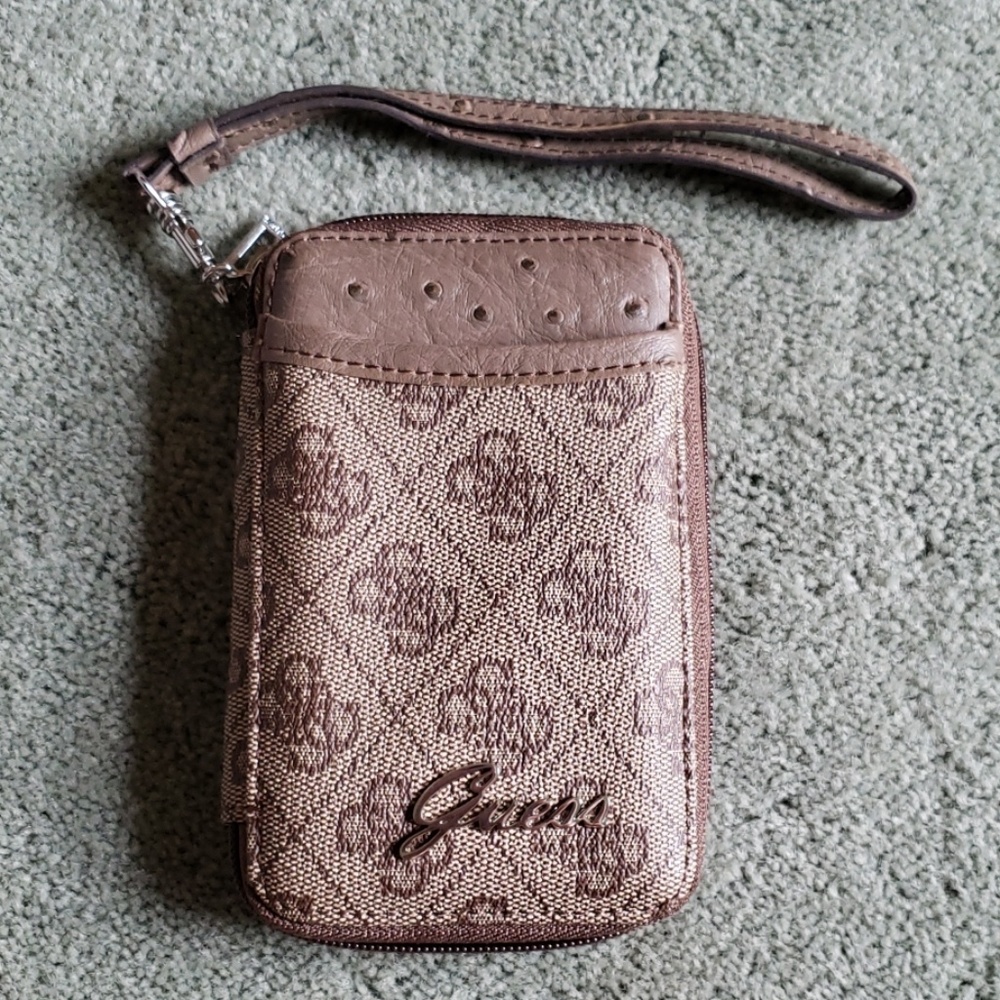 EUC Guess brown wristlet